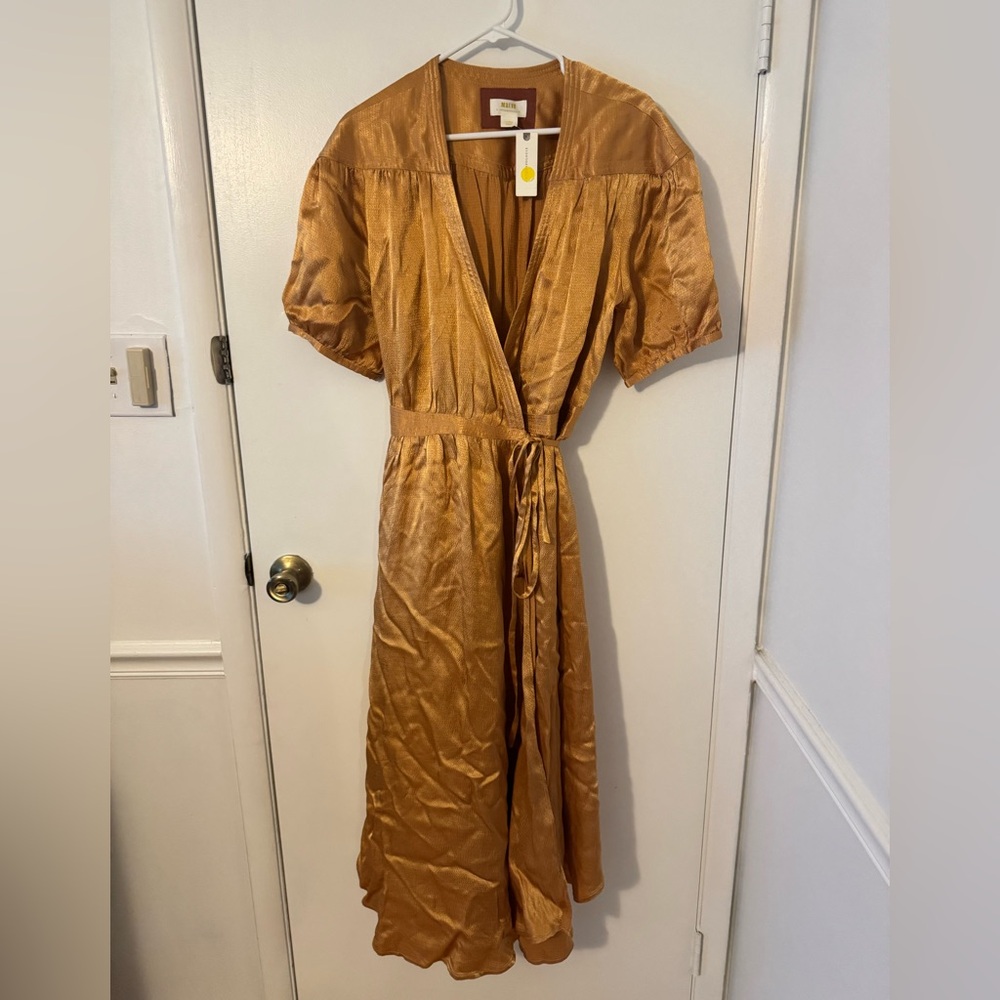 Anthropologie Gold Wrap Dress